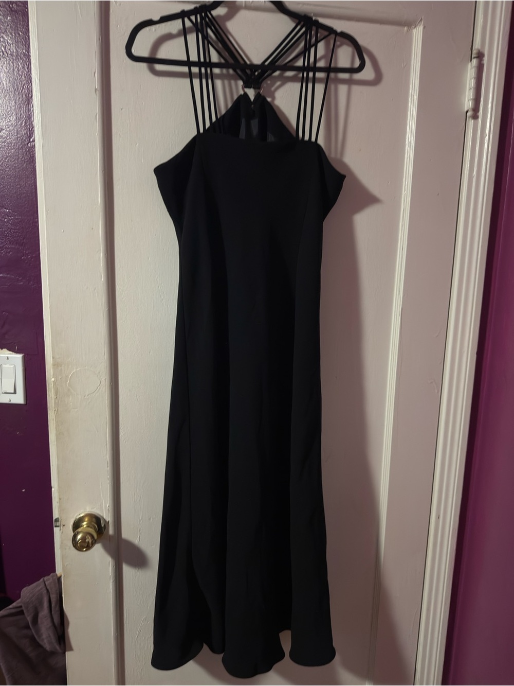 Evan Picone Black Maxi Dress with Strappy Halter Back